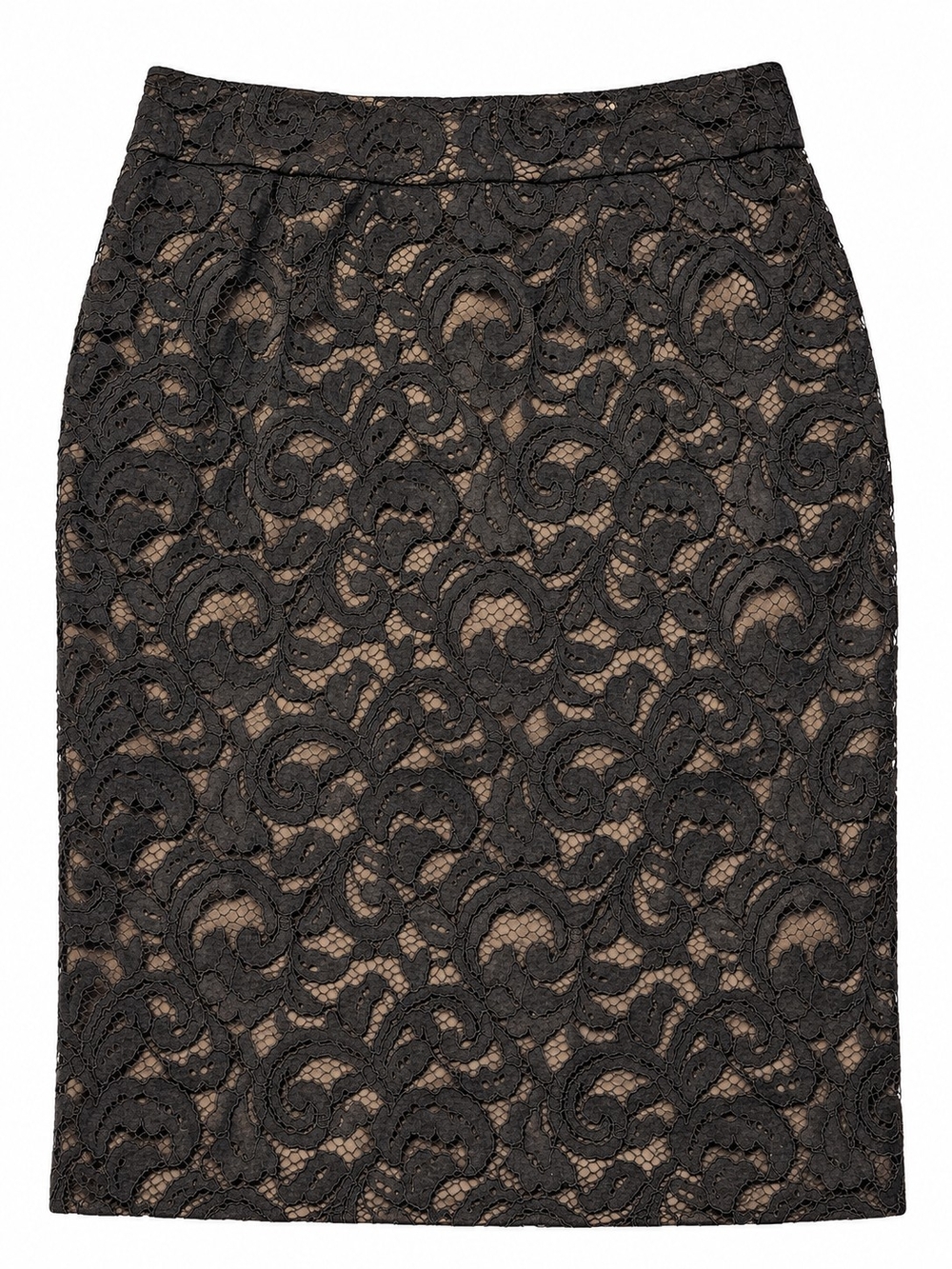 Banana Republic Black Lace Pencil Skirt with Nude Underlay